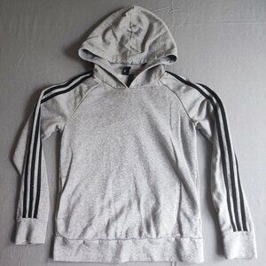 Adidas high neck hoodie women's size S grey with 3 black stripes